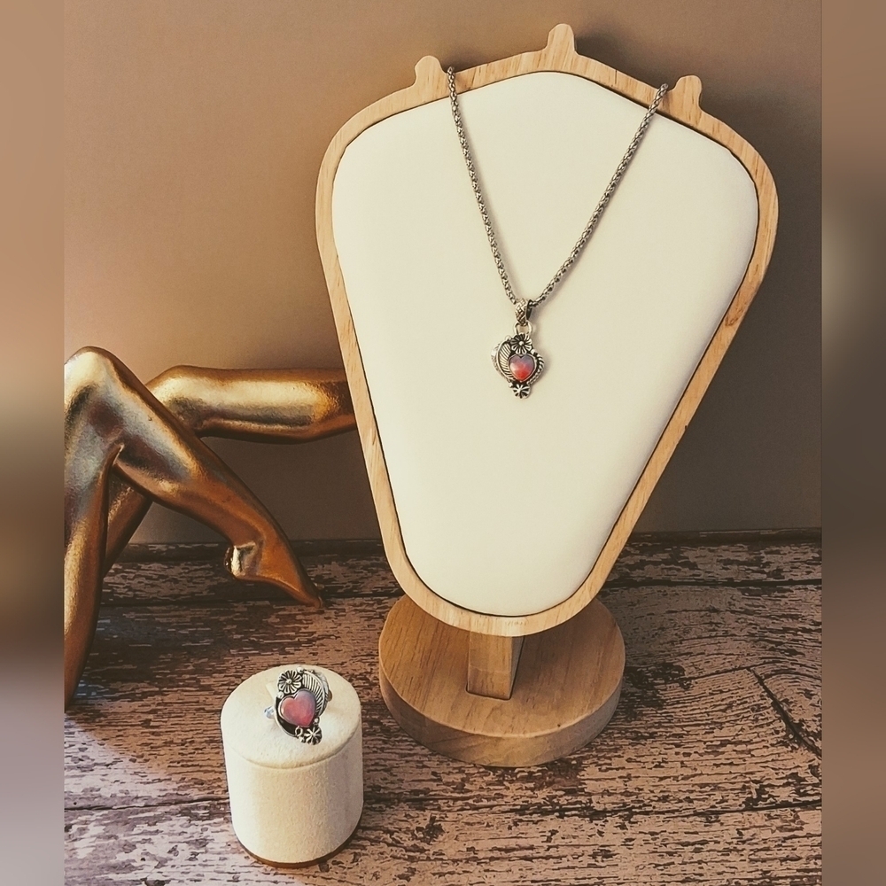 💥 Sterling Silver & Peruvian Pink Opal Jewelry Set – Timeless Elegance